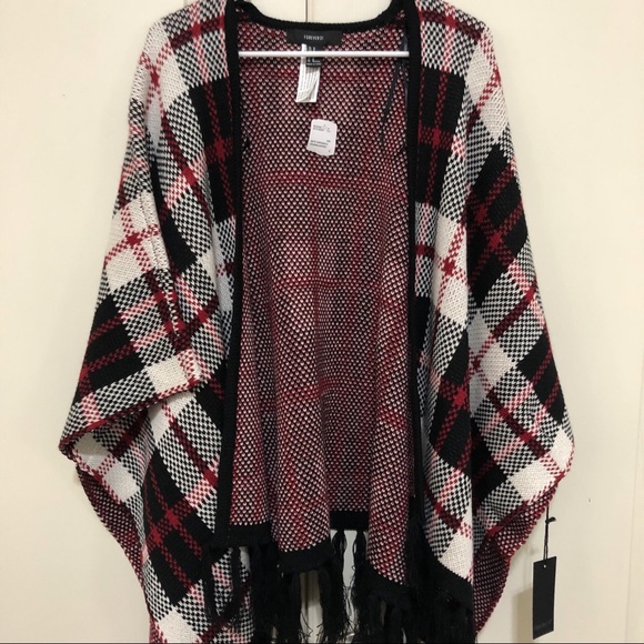 Forever 21 Jackets & Blazers - NWT Plaid poncho/coat